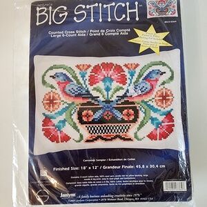 New Vintage Janlynn Big Stitch Carnation Flower Counted Cross Stitch Art Crafts
